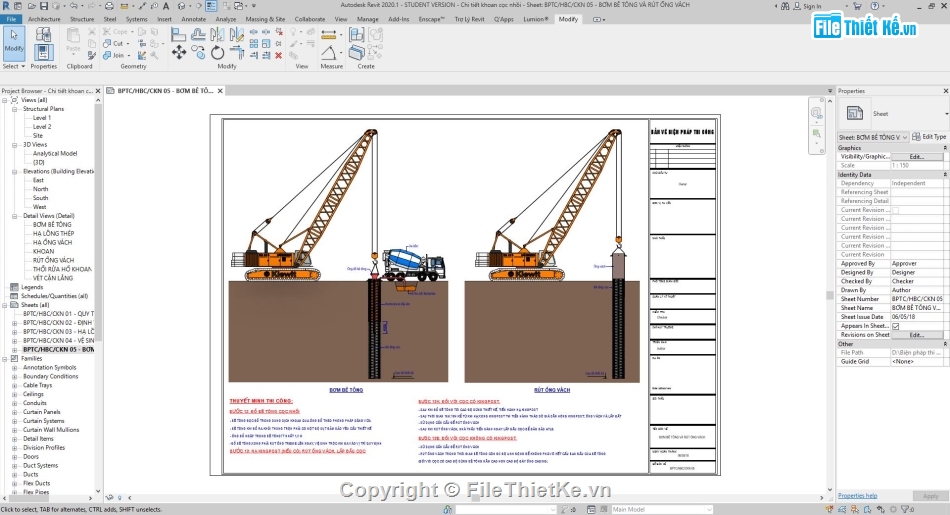 Biện pháp thi công cọc,3D revit cọc khoan nhồi,revit khoan nhồi cọc,cọc nhồi revit,thi công cọc khoan nhồi